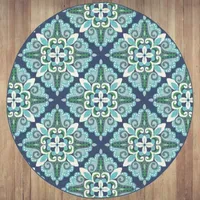 Covington Home Marquesas Medallion 7'10"X7'10" Indoor Outdoor Round Area Rug