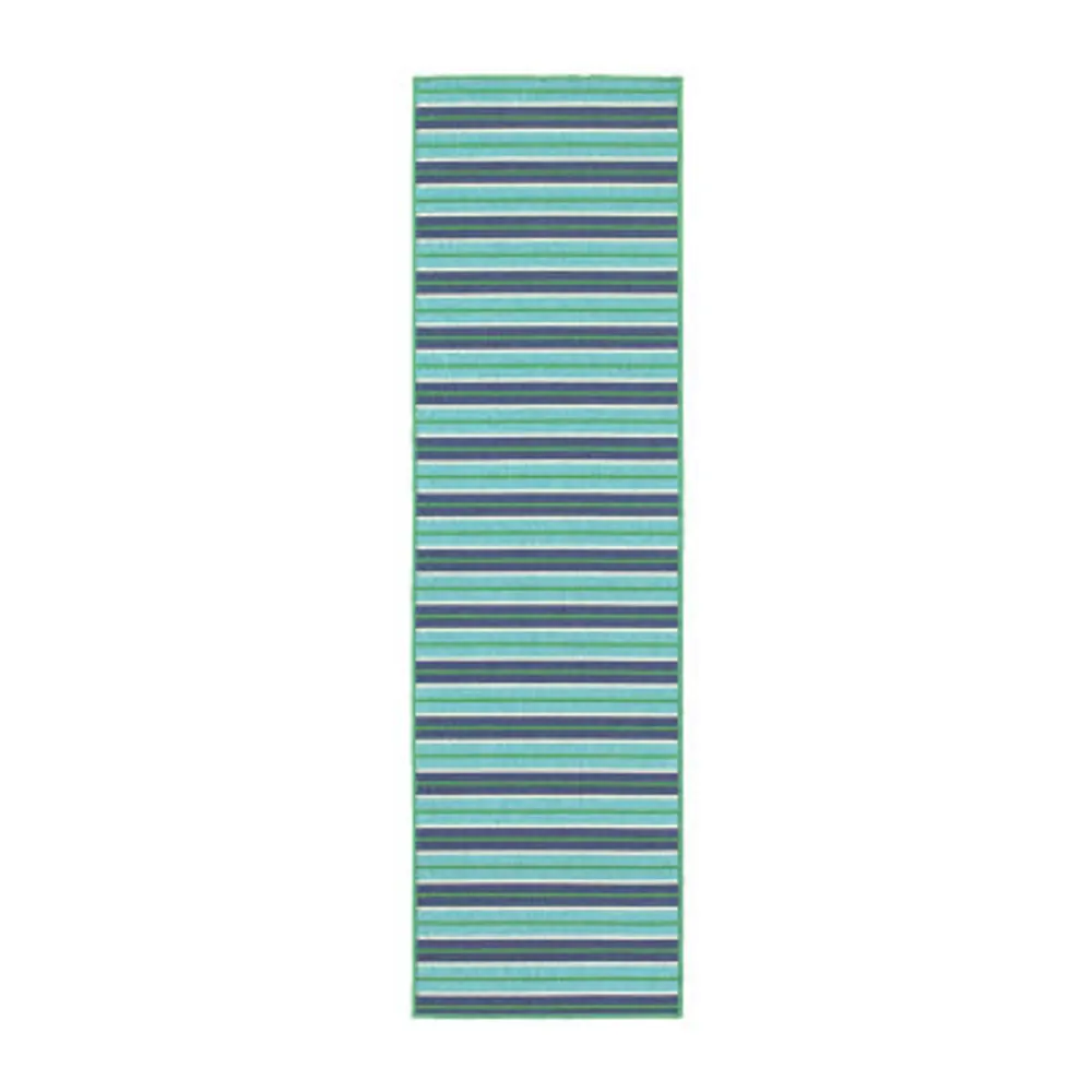 Covington Home Marquesas Multi Stripe 2'3"X7'6" Indoor Outdoor Rectangular Runner