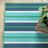 Covington Home Marquesas Multi Stripe 2'3"X7'6" Indoor Outdoor Rectangular Runner