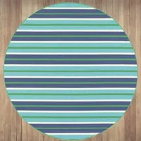 Covington Home Marquesas Multi Stripe 7'10"X7'10" Indoor Outdoor Round Area Rug