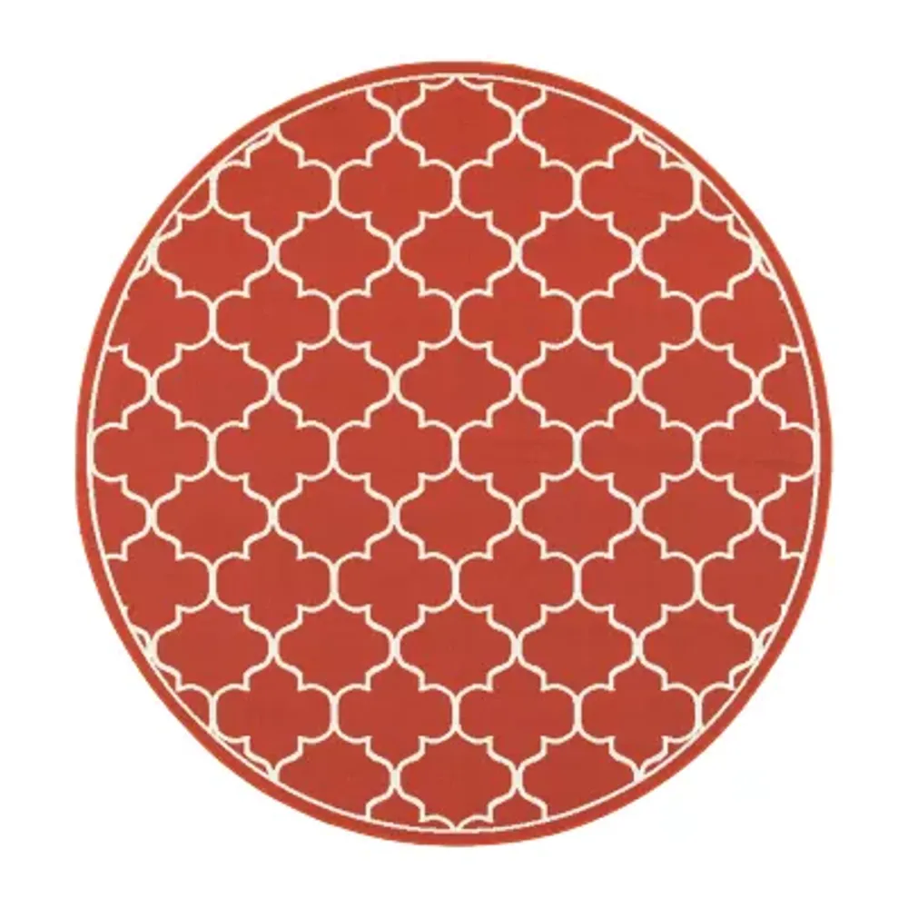 Covington Home Marquesas Scallop Trellis 7'10"X7'10" Indoor Outdoor Round Area Rug