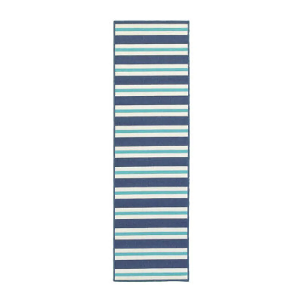 Covington Home Marquesas Striped 2'3"X7'6" Indoor Outdoor Rectangular Runner