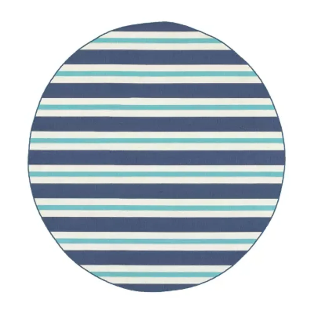 Covington Home Marquesas Striped 7'10"X7'10" Indoor Outdoor Round Area Rug