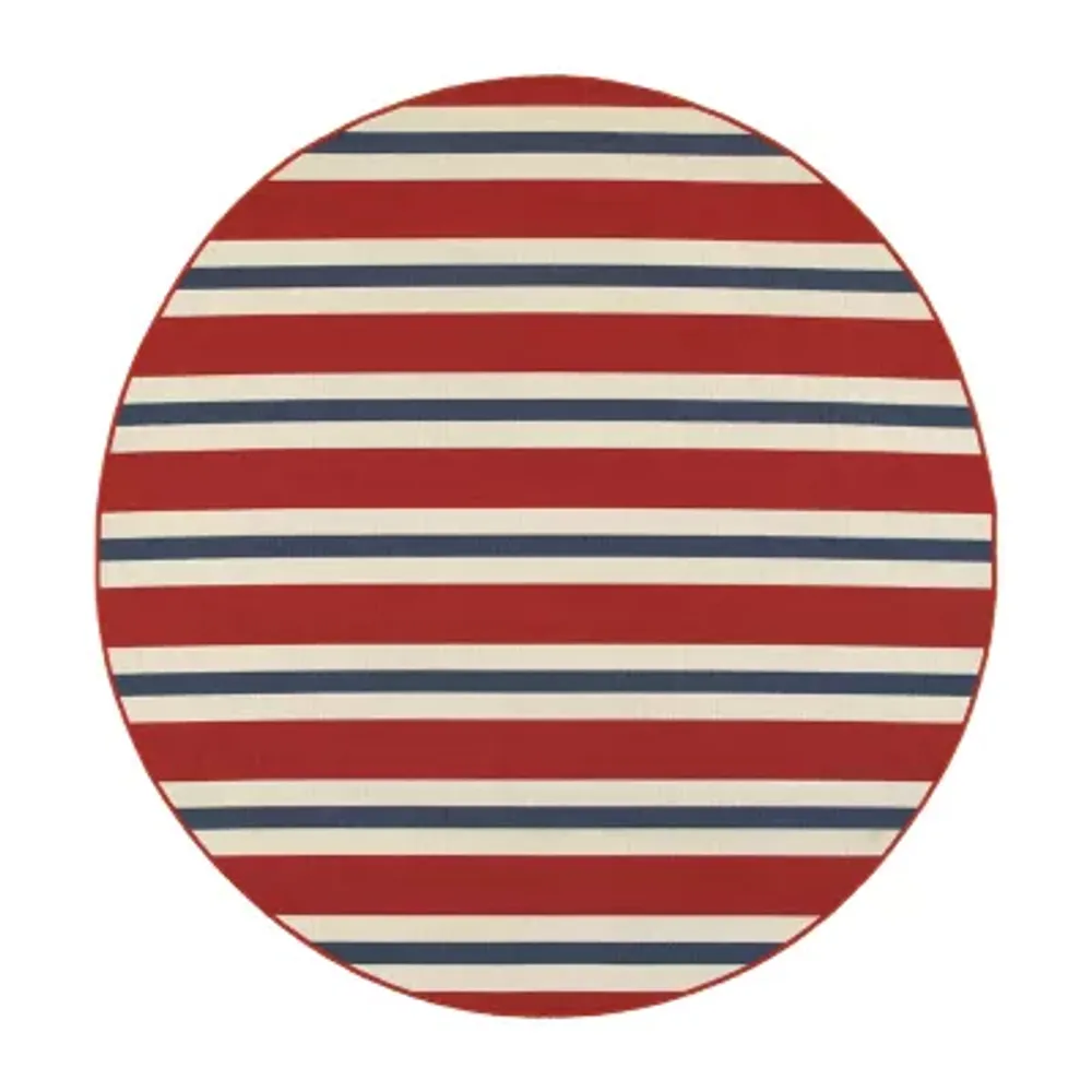 Covington Home Marquesas Striped 7'10"X7'10" Indoor Outdoor Round Area Rug