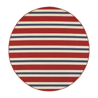 Covington Home Marquesas Striped 7'10"X7'10" Indoor Outdoor Round Area Rug