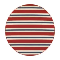 Covington Home Marquesas Striped 7'10"X7'10" Indoor Outdoor Round Area Rug