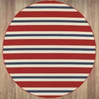 Covington Home Marquesas Striped 7'10"X7'10" Indoor Outdoor Round Area Rug