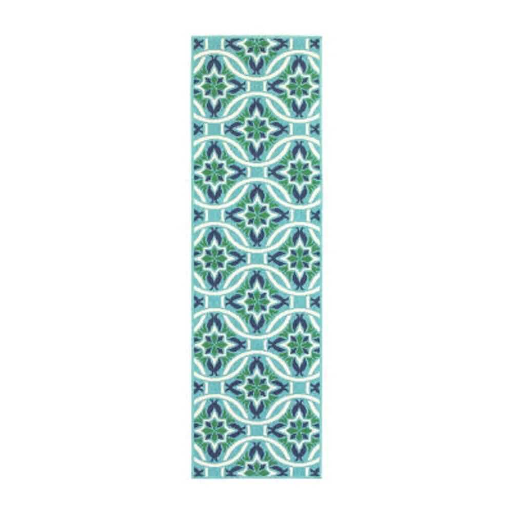 Covington Home Marquesas Floral Trellis 2'3"X7'6" Indoor Outdoor Rectangular Runner