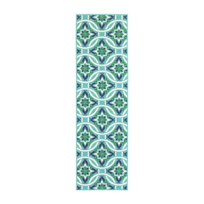 Covington Home Marquesas Floral Trellis 2'3"X7'6" Indoor Outdoor Rectangular Runner