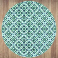 Covington Home Marquesas Floral Trellis 7'10"X7'10" Indoor Outdoor Round Area Rug