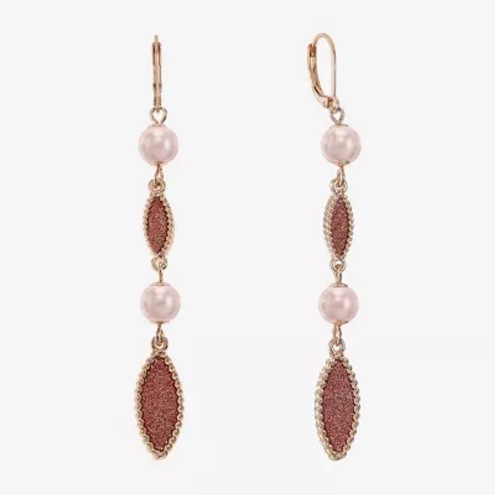 Monet Jewelry Linear Simulated Pearl Drop Earrings