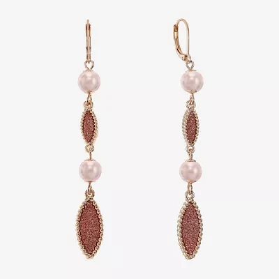 Monet Jewelry Linear Simulated Pearl Drop Earrings