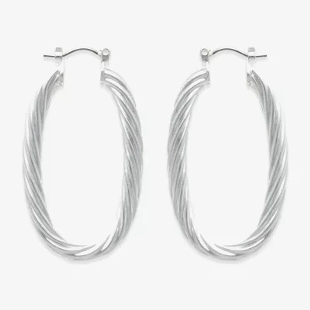 Bold Elements Silver Tone Hoop Earrings