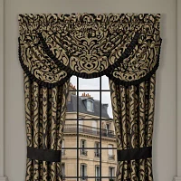 Queen Street Blythe Black & Gold Rod Pocket Waterfall Valance