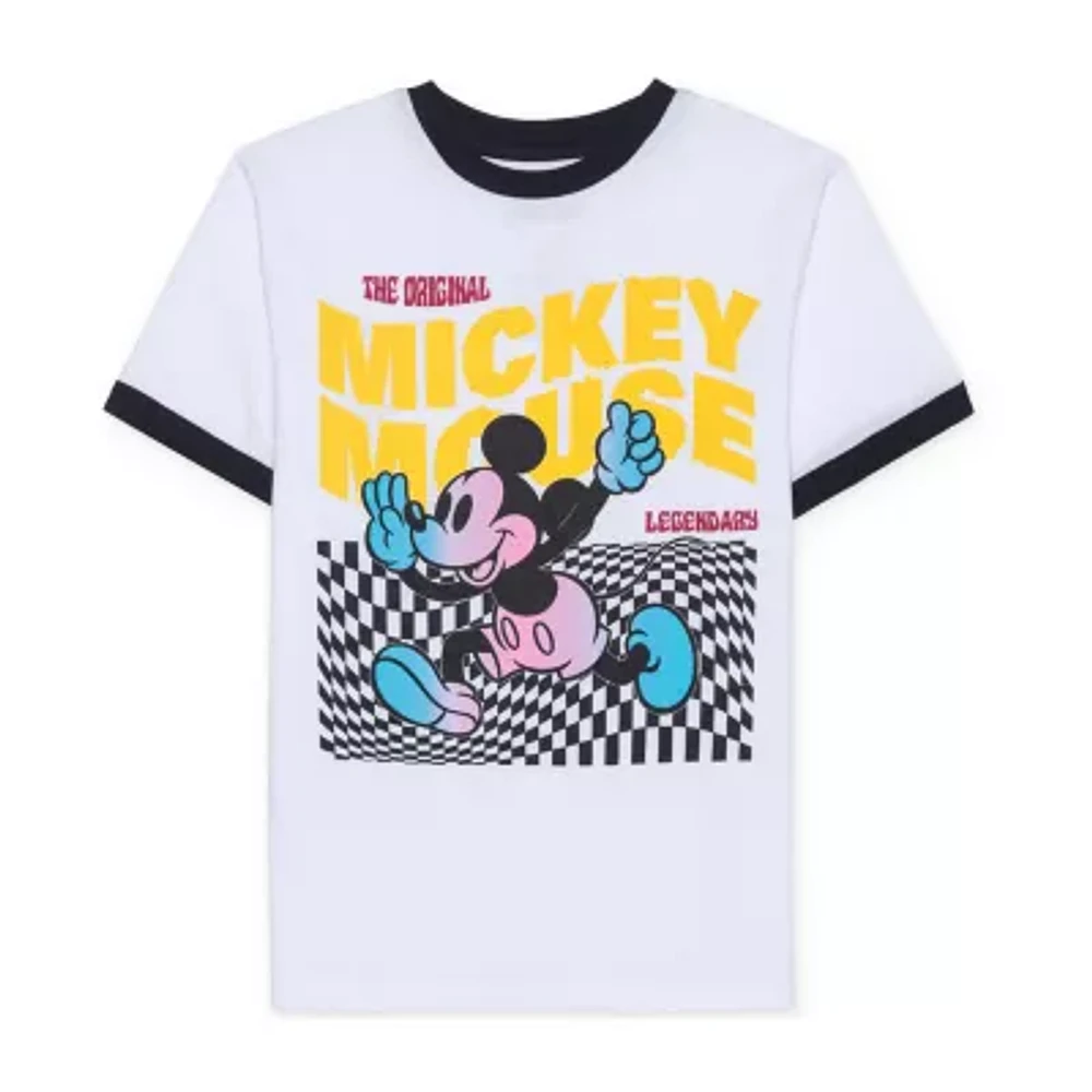 Disney Collection Little & Big Boys Crew Neck Short Sleeve Mickey Mouse Graphic T-Shirt