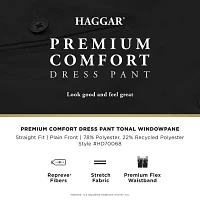 Haggar® Men’s Premium Comfort Straight Fit Flat Front Dress Pant - Tonal Windowpane