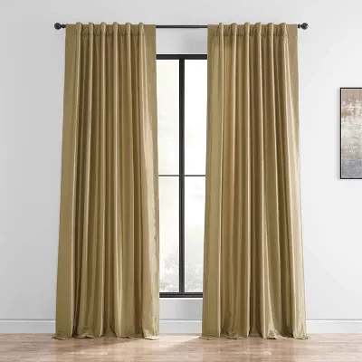 Exclusive Fabrics & Furnishing Vintage Textured Faux Dupioni Energy Saving Light-Filtering Rod Pocket Single Curtain Panel