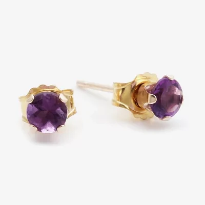 Gemstone 10K Gold 4mm Round Stud Earrings