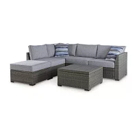 Signature Design by Ashley® Petal Road 4-pc. Outdoor Loveseat Sectional Ottoman Table Set
