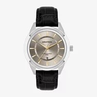 Armitron Mens Black Leather Strap Watch 20-5635gysvbk