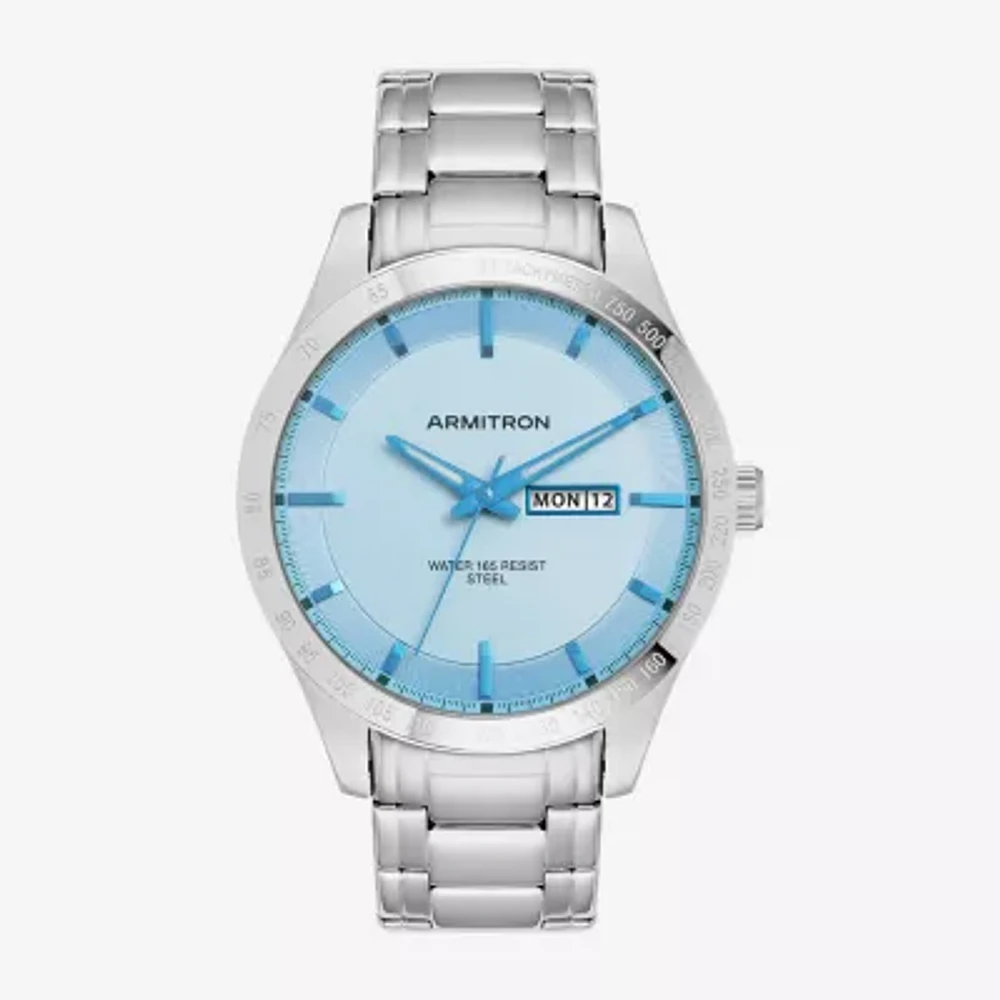 Armitron Mens Silver Tone Stainless Steel Bracelet Watch 20-5174lbsv