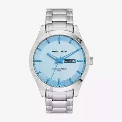 Armitron Mens Silver Tone Stainless Steel Bracelet Watch 20-5174lbsv