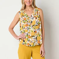Black Label by Evan-Picone Womens Keyhole Neck Sleeveless Blouse