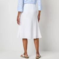 Liz Claiborne Womens Mid Rise Midi A-Line Skirt-Tall