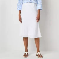 Liz Claiborne Womens Mid Rise Midi A-Line Skirt-Tall