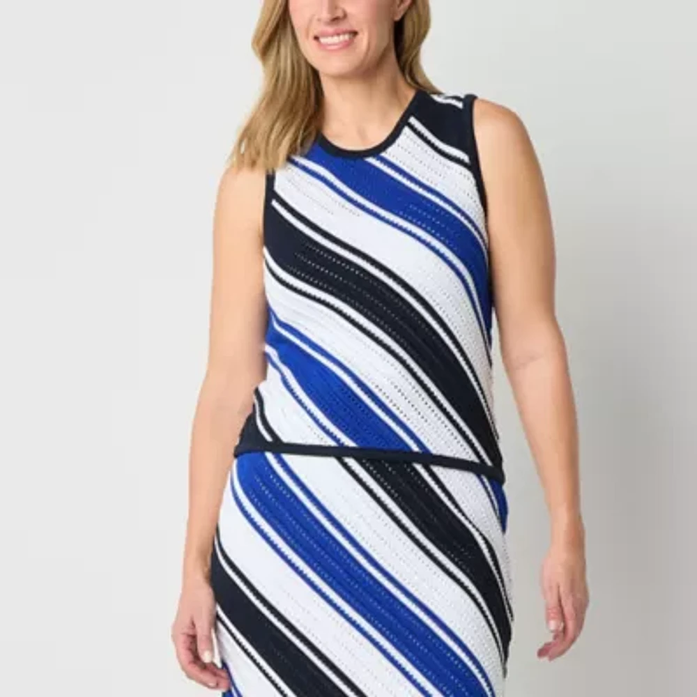 Liz Claiborne Womens Tall Crew Neck Sleeveless Tank Top