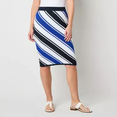Liz Claiborne Womens Mid Rise Midi A-Line Skirt-Tall