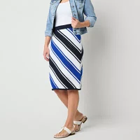 Liz Claiborne Womens Mid Rise Midi A-Line Skirt-Tall