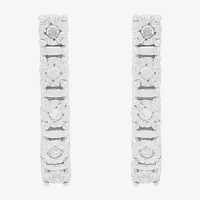Womens 1/8 CT. T.W. Natural White Diamond Sterling Silver 20.5mm Hoop Earrings