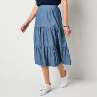St. John's Bay Womens Midi A-Line Skirt-Tall