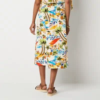 St. John's Bay Womens High Rise Midi A-Line Skirt-Tall