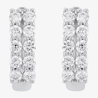 (H-I/Si2) 1 CT. T.W. Lab Grown White Diamond 10K White Gold 15.1mm Hoop Earrings