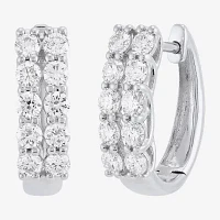 (H-I/Si2) 1 CT. T.W. Lab Grown White Diamond 10K White Gold 15.1mm Hoop Earrings