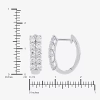 (H-I/Si2) 1 CT. T.W. Lab Grown White Diamond 10K White Gold 15.1mm Hoop Earrings