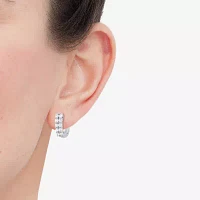 (H-I/Si2) 1 CT. T.W. Lab Grown White Diamond 10K White Gold 15.1mm Hoop Earrings