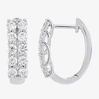 (H-I/Si2) 1 CT. T.W. Lab Grown White Diamond 10K White Gold 15.1mm Hoop Earrings