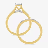 (H / I1-I2) Womens 5/8 CT. T.W. Lab Grown White Diamond 14K Gold Over Silver Sterling Halo Bridal Set