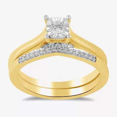 (H / I1-I2) Womens 5/8 CT. T.W. Lab Grown White Diamond 14K Gold Over Silver Sterling Halo Bridal Set