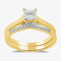 (H / I1-I2) Womens 5/8 CT. T.W. Lab Grown White Diamond 14K Gold Over Silver Sterling Halo Bridal Set