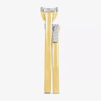 (H / I1-I2) Womens 5/8 CT. T.W. Lab Grown White Diamond 14K Gold Over Silver Sterling Halo Bridal Set