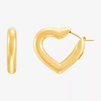 14K Gold 23mm Heart Hoop Earrings