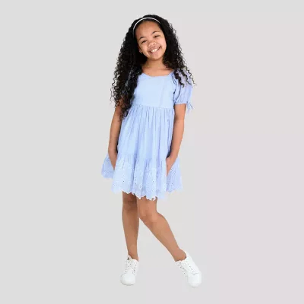 Rare Editions Big Girls Short Sleeve Puffed Babydoll Dress