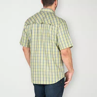 Berne Flex 180 Upf Mens Classic Fit Short Sleeve Plaid Button-Down Shirt
