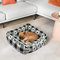 Precious Tails 20" Black Plaid Cuddler Pet Beds