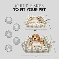 Precious Tails 20" Taupe Plaid Cuddler Pet Beds