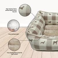Precious Tails 20" Taupe Plaid Cuddler Pet Beds
